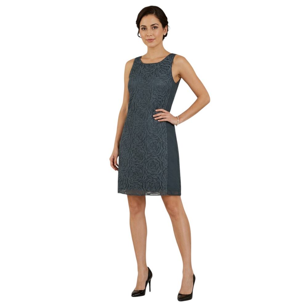 J.Crew Gray Tulle Floral Patterned  Sleeveless Dress, US0